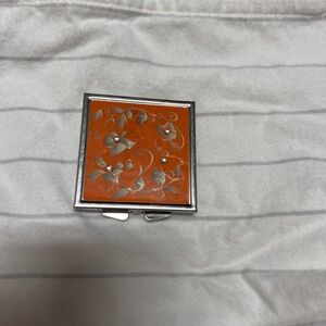 Orange Floral Compact Mirror